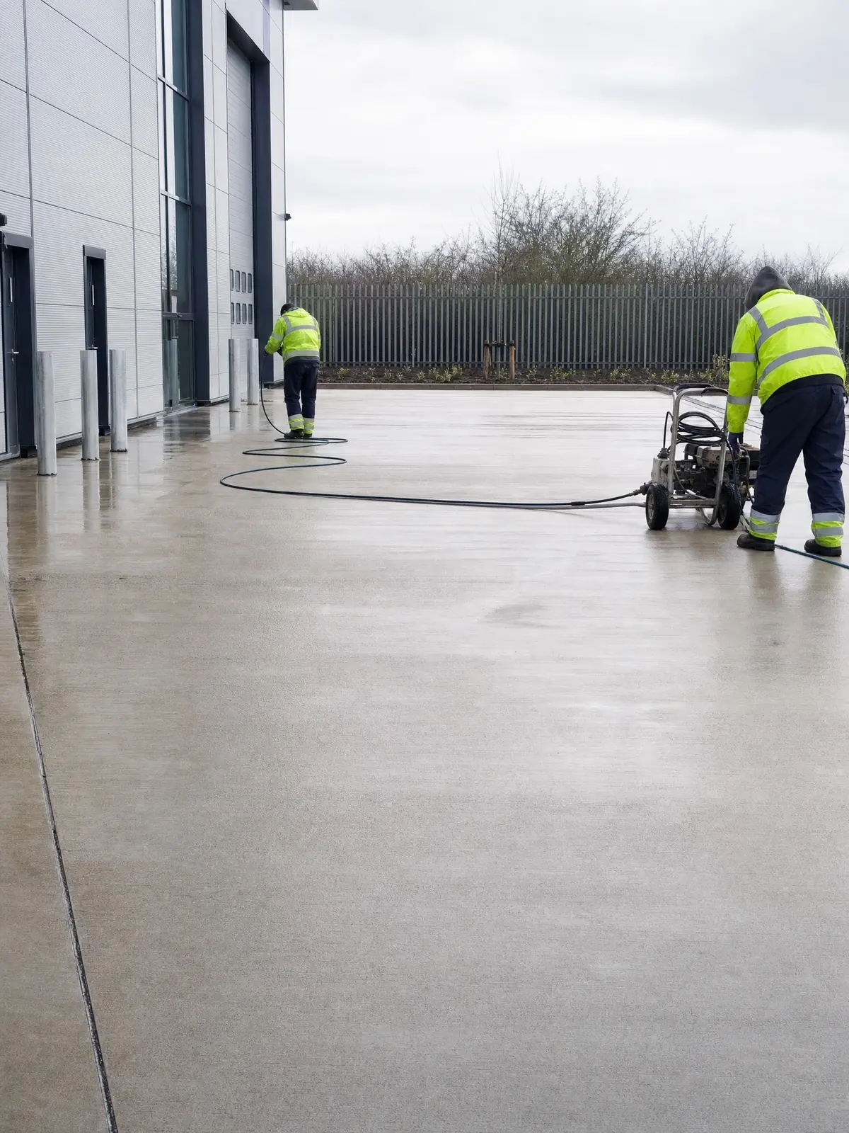 A spotless finished commercial hard-standing at completion