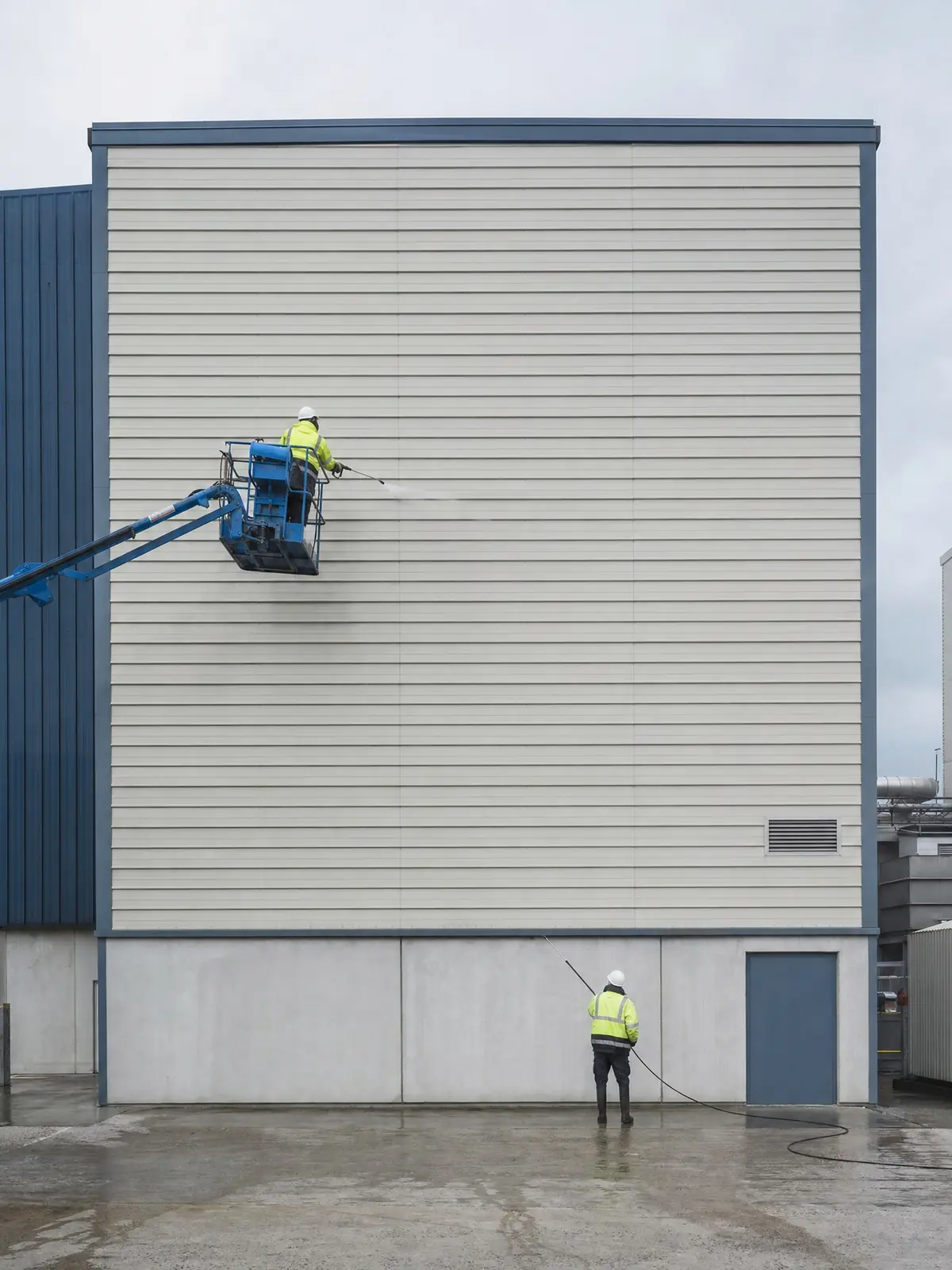 A large clean render elevation kept free of organic growth